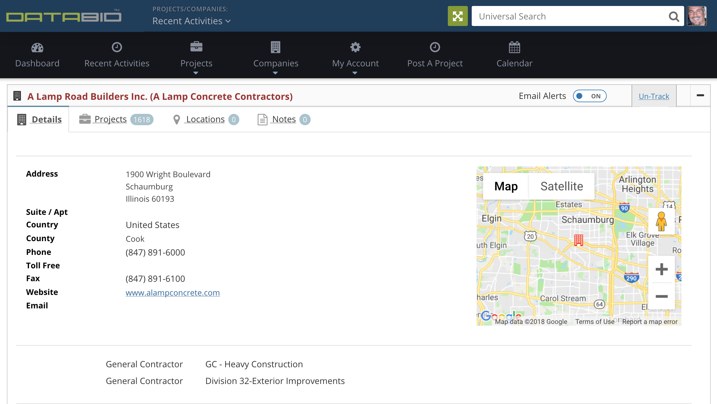 DataBid Company Detail Page